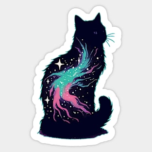 Pastel Goth Galaxy Cosmic Cat in Stars Sticker